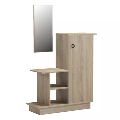 ENTRANCE FURNITURE WITH WALL MIRROR SONG HM18379.01 MELAMINE IN SONAMA 80x30x90Hcm