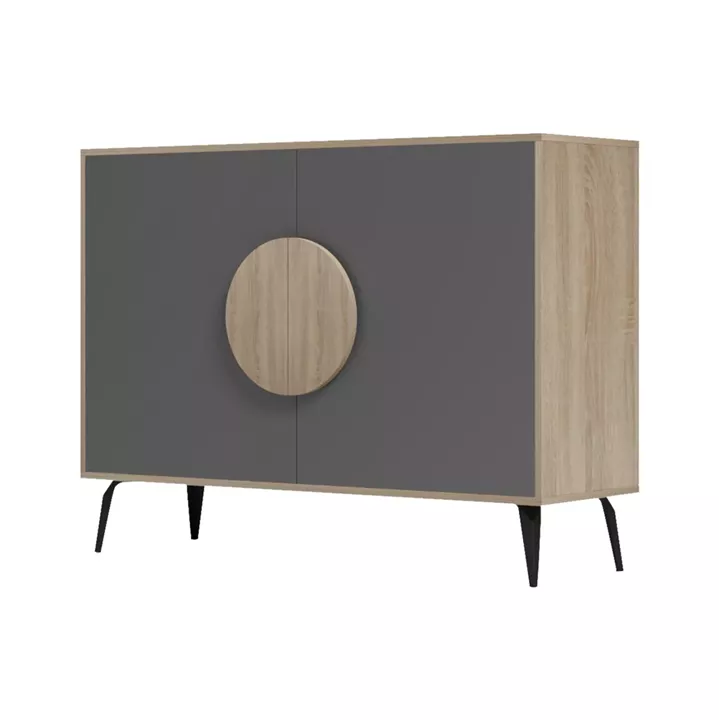 SIDEBOARD SAVORE HM18367.13 MELAMINE IN SONAMA/GREY--BLACK METAL LEGS 110x35.5x82Hcm.