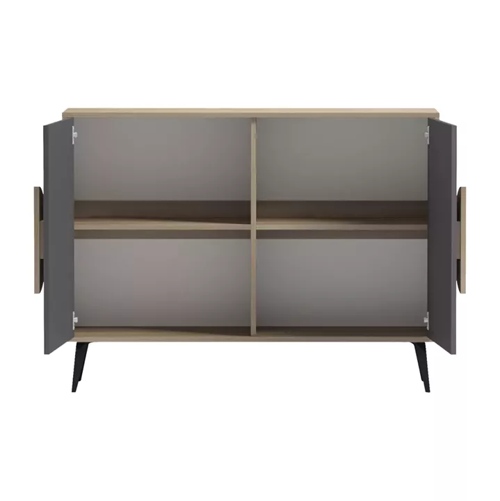SIDEBOARD SAVORE HM18367.13 MELAMINE IN SONAMA/GREY--BLACK METAL LEGS 110x35.5x82Hcm.