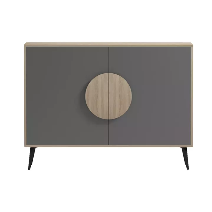 SIDEBOARD SAVORE HM18367.13 MELAMINE IN SONAMA/GREY--BLACK METAL LEGS 110x35.5x82Hcm.