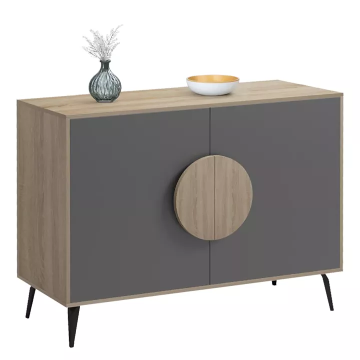 SIDEBOARD SAVORE HM18367.13 MELAMINE IN SONAMA/GREY--BLACK METAL LEGS 110x35.5x82Hcm.