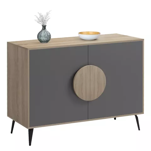 SIDEBOARD SAVORE HM18367.13 MELAMINE IN SONAMA/GREY--BLACK METAL LEGS 110x35.5x82Hcm.
