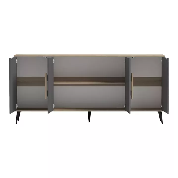 ΜΠΟΥΦΕΣ SAVORE HM18368.13 ΜΕΛΑΜΙΝΗ SONAMA/ΓΚΡΙ-ΜΑΥΡΑ ΜΕΤΑΛ.ΠΟΔΙΑ 180x35.5x82Υεκ.