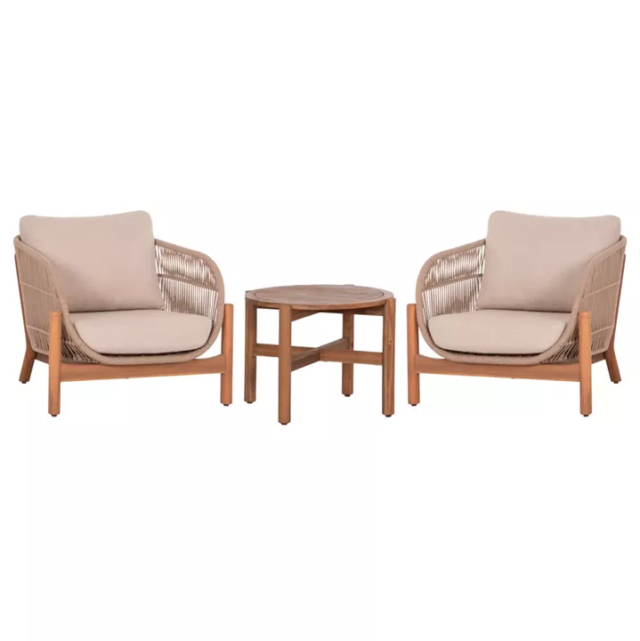 LOUNGE ΣΕΤ SANJI HM21214 ΤΡΑΠΕΖΙ & 2 ΠΟΛΥΘΡΟΝΕΣ--ΞΥΛΟ ΑΚΑΚΙΑΣ-ΑΛΟΥΜΙΝΙΟ-ΣΧΟΙΝΙ