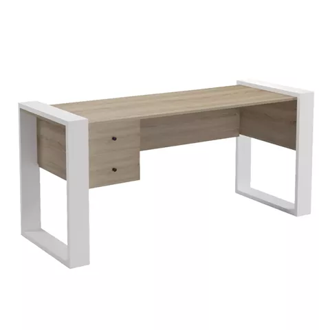 DESK WITH 2 DRAWERS TONTEL HM2157.01 MELAMINE IN SONAMA--WHITE LEGS 160x60x73Hcm.