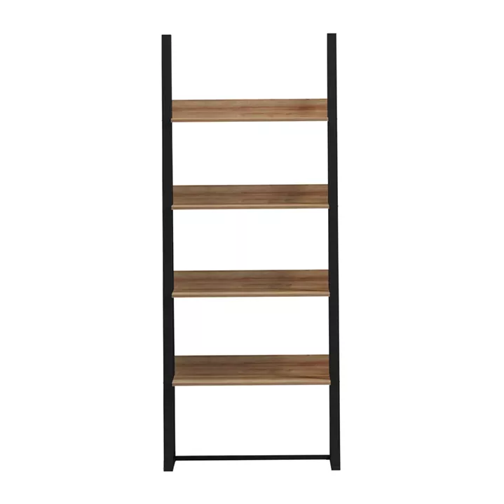 ΡΑΦΙΕΡΑ IZABEL HM18376.01 ΜΕΤΑΛΛΟ--ΜΕΛΑΜΙΝΗ ΣΕ OAK 75x36x185Υεκ.