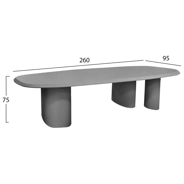 ΤΡΑΠΕΖΙ ΤΡΑΠΕΖΑΡΙΑΣ FIBER CEMENT ΟΒΑΛ GLEN HM6598.01 ΓΚΡΙ 260x95x75Υεκ