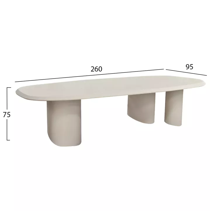 ΤΡΑΠΕΖΙ ΤΡΑΠΕΖΑΡΙΑΣ FIBER CEMENT ΟΒΑΛ GLEN HM6598.02 ΜΠΕΖ 260x95x75Υεκ