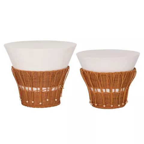 ΣΕΤ 2ΤΜΧ ΒΟΗΘΗΤΙΚΑ ΤΡΑΠΕΖΙΑ PERRAL HM21138.02 FIBER CEMENT ΛΕΥΚΟ-ΦΥΣΙΚΟ RATTAN