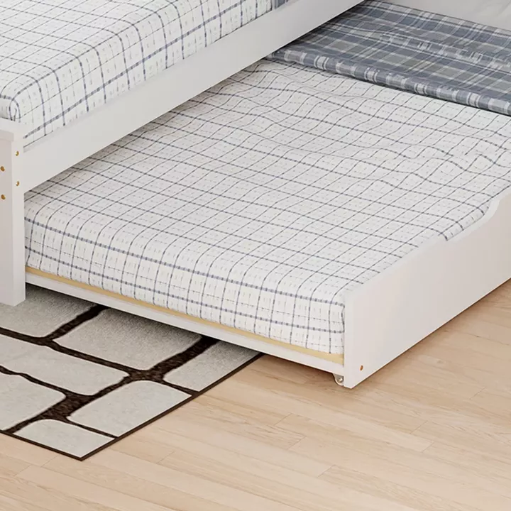 Bed Benia pakoworld with trundle bed pine wood in white color 90x190cm