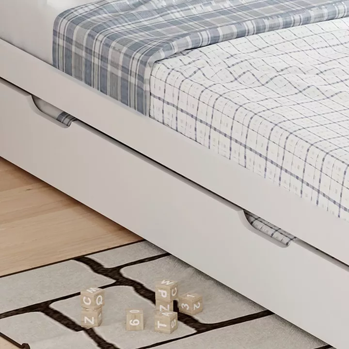 Bed Benia pakoworld with trundle bed pine wood in white color 90x190cm