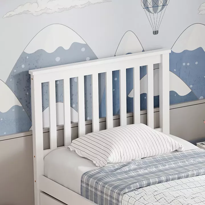 Bed Benia pakoworld with trundle bed pine wood in white color 90x190cm