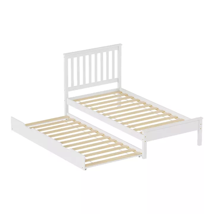 Bed Benia pakoworld with trundle bed pine wood in white color 90x190cm