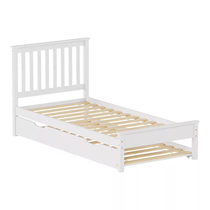 Bed Benia pakoworld with trundle bed pine wood in white color 90x190cm