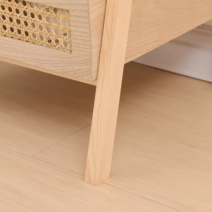 Ραφιέρα επιδαπέδια 3όροφη Scandy pakoworld mdf-rattan σε φυσική απόχρωση 44x37x110εκ