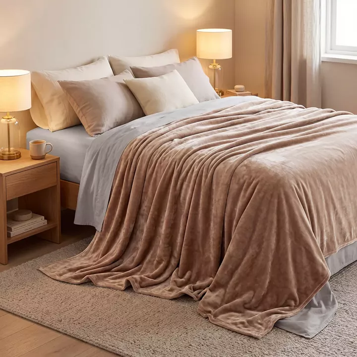 Beauty Home Κουβέρτα υπέρδιπλη Velora Art 12550 100% polyester super soft 550gsm 220x240 Άμμου