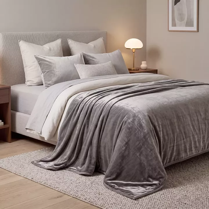 Beauty Home Κουβέρτα υπέρδιπλη Velora Art 12550 100% polyester super soft 550gsm 220x240 Γκρι