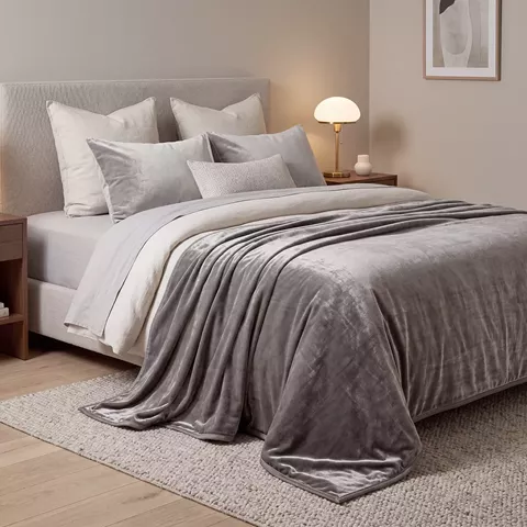 Beauty Home Κουβέρτα υπέρδιπλη Velora Art 12550 100% polyester super soft 550gsm 220x240 Γκρι