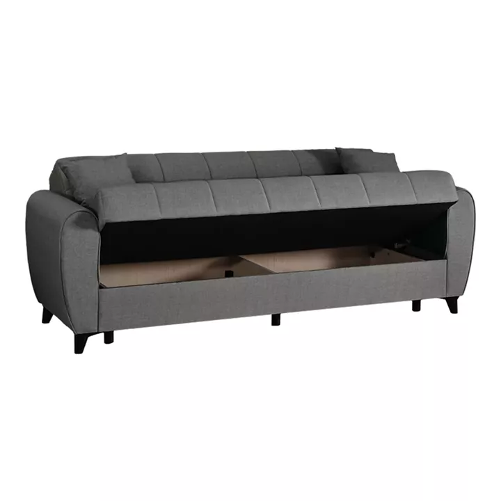 3-seater sofabed Lincoln pakoworld with storage space anthracite fabric 226x84x93cm