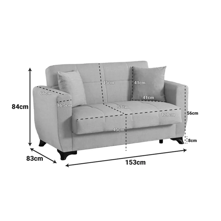 2-seater sofabed Modesto pakoworld with storage space black fabric 153x84x86cm