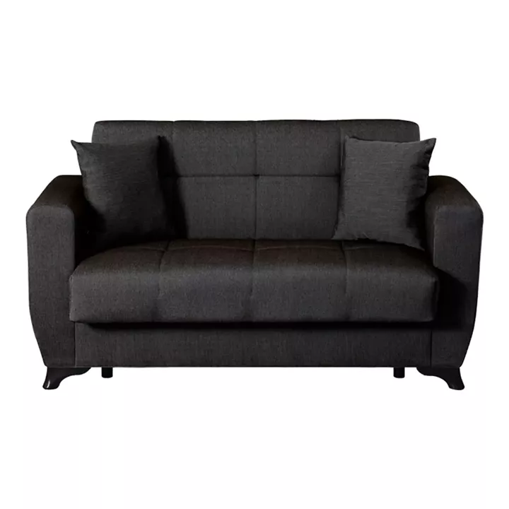 2-seater sofabed Modesto pakoworld with storage space black fabric 153x84x86cm