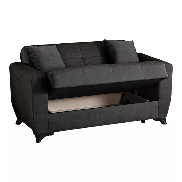 2-seater sofabed Modesto pakoworld with storage space black fabric 153x84x86cm