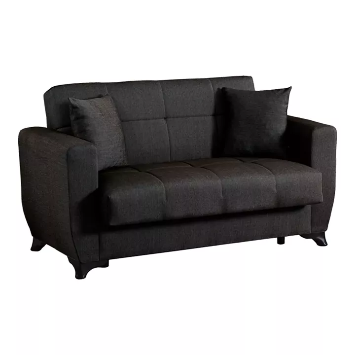 2-seater sofabed Modesto pakoworld with storage space black fabric 153x84x86cm