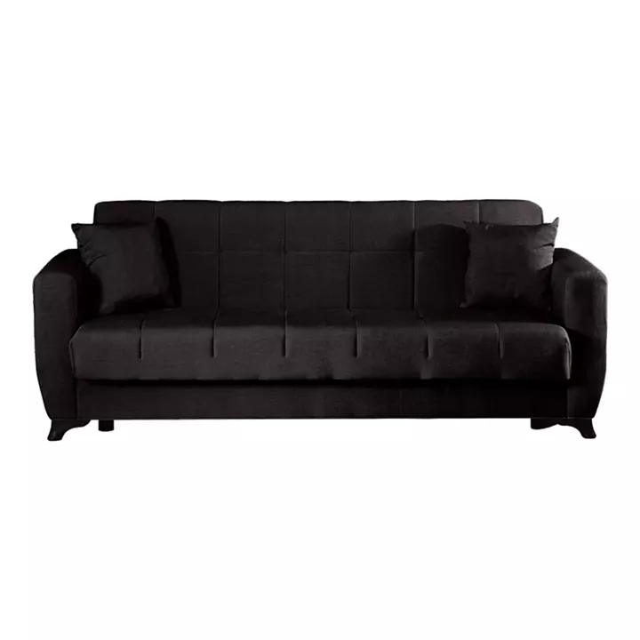3-seater sofabed Modesto pakoworld with storage space black fabric 213x84x86cm