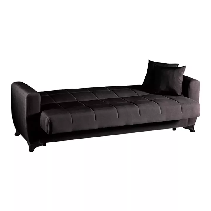 3-seater sofabed Modesto pakoworld with storage space black fabric 213x84x86cm