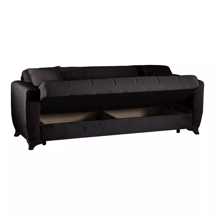 3-seater sofabed Modesto pakoworld with storage space black fabric 213x84x86cm