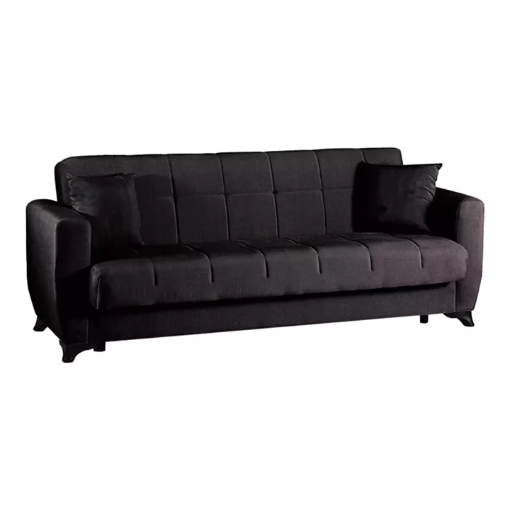 3-seater sofabed Modesto pakoworld with storage space black fabric 213x84x86cm