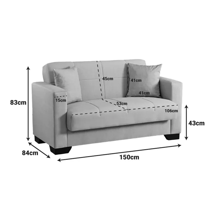 2-seater sofabed Vox pakoworld with storage space cream fabric 150x84x83cm