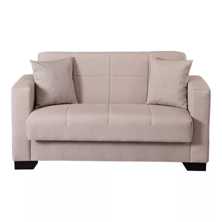 2-seater sofabed Vox pakoworld with storage space cream fabric 150x84x83cm