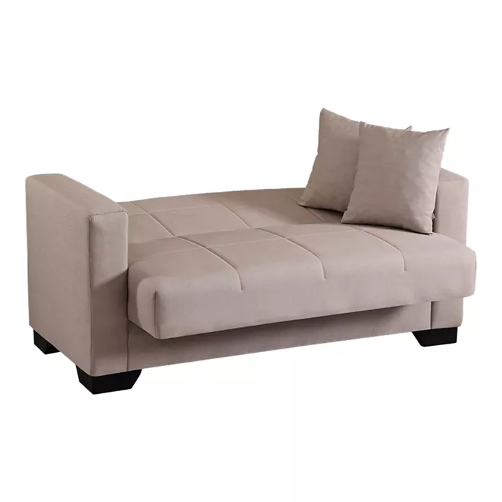 2-seater sofabed Vox pakoworld with storage space cream fabric 150x84x83cm