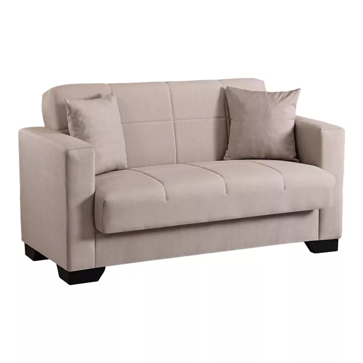 2-seater sofabed Vox pakoworld with storage space cream fabric 150x84x83cm
