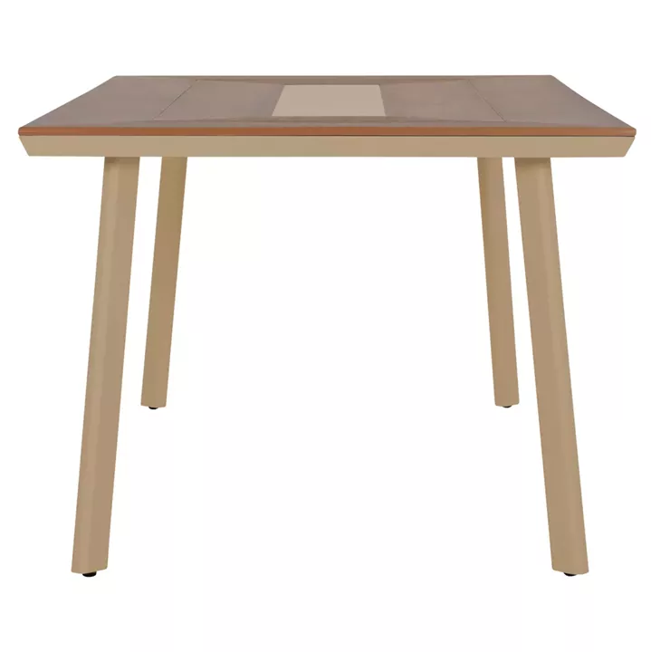 ALUMINUM DINING TABLE TABER HM5131.04 CAPPUCCINO COLOR WITH POLYWOOD TOP 200x100x75Hcm.