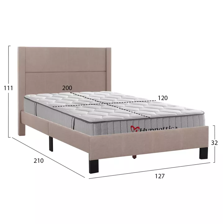 ΚΡΕΒΑΤΙ ΗΜΙΔΙΠΛΟ & ΣΤΡΩΜΑ TRILLOP HM10757.03 ΜΠΕΖ ΥΦΑΣΜΑ--ΓΙΑ 120x200εκ