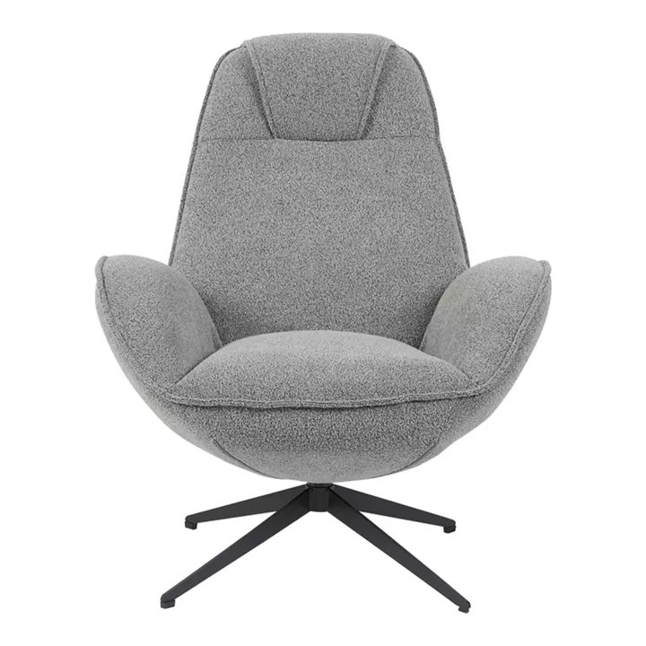 Armchair rotating Flago pakoworld boucle fabric anthracite 85x88x103.5cm