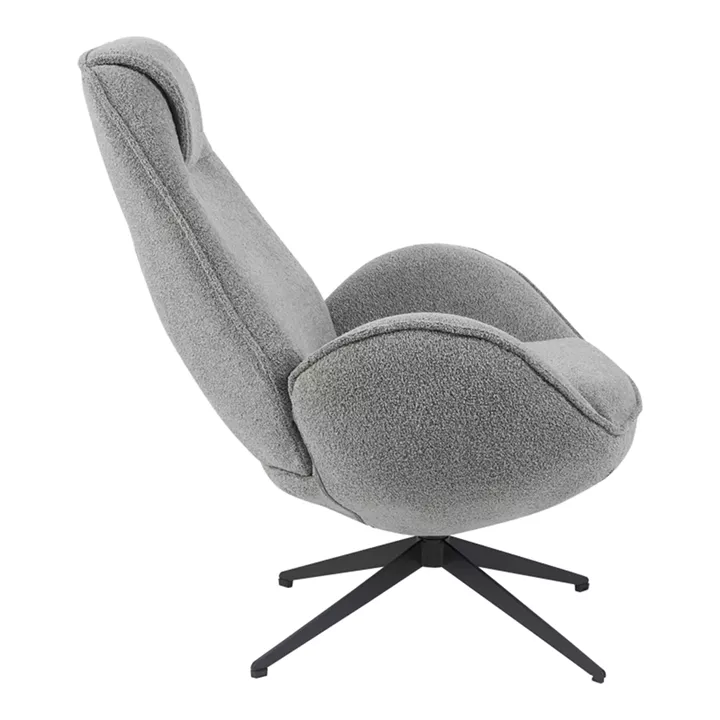 Armchair rotating Flago pakoworld boucle fabric anthracite 85x88x103.5cm