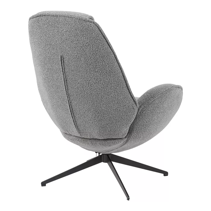 Armchair rotating Flago pakoworld boucle fabric anthracite 85x88x103.5cm