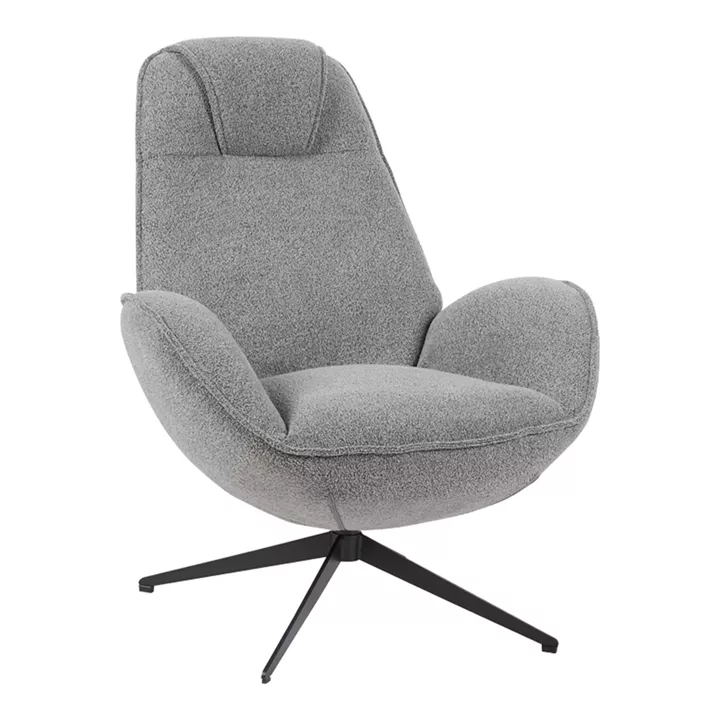 Armchair rotating Flago pakoworld boucle fabric anthracite 85x88x103.5cm