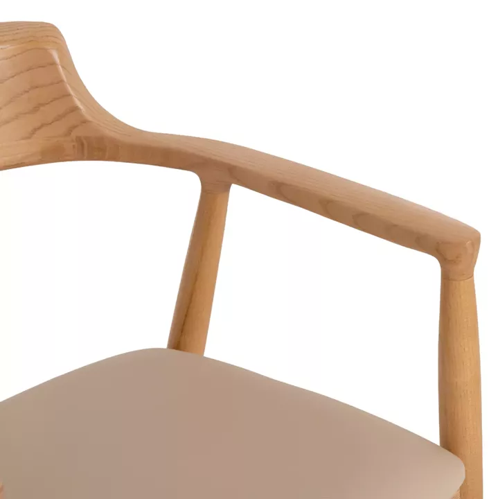 ΠΟΛΥΘΡΟΝΑ ΤΡΑΠΕΖΑΡΙΑΣ TARGA HM18336.11 RUBBERWOOD ΦΥΣΙΚΟ & PU ΕΚΡΟΥ 58x54x78Yεκ