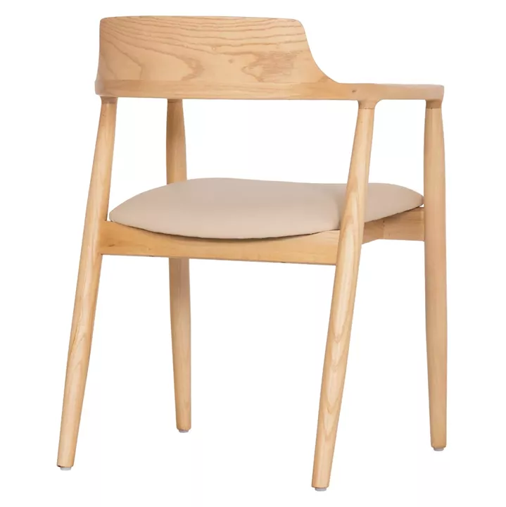 ΠΟΛΥΘΡΟΝΑ ΤΡΑΠΕΖΑΡΙΑΣ TARGA HM18336.11 RUBBERWOOD ΦΥΣΙΚΟ & PU ΕΚΡΟΥ 58x54x78Yεκ