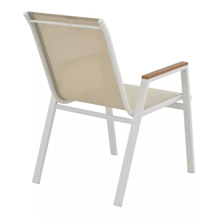 Dining set Dagyn Azelie pakoworld set 7pcs white aluminum with beige textilene 180-240x90x76cm