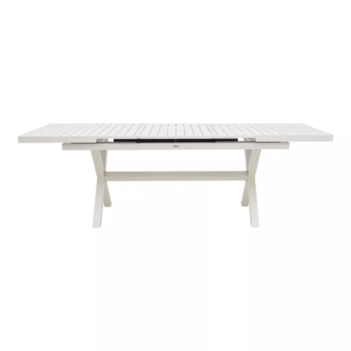 Dining set Dagyn Azelie pakoworld set 7pcs white aluminum with beige textilene 180-240x90x76cm