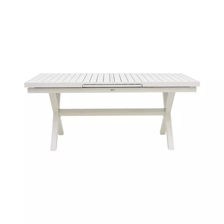 Dining set Dagyn Azelie pakoworld set 7pcs white aluminum with beige textilene 180-240x90x76cm