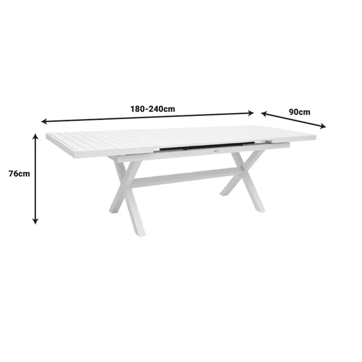 Dining set Dagyn Vista pakoworld set 7pcs white aluminum 180-240x90x76cm