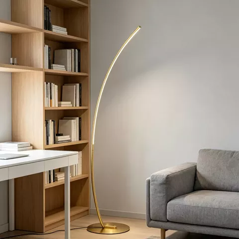Φωτιστικό δαπέδου Archer pakoworld led χρυσό μεταλλικό 70x28x165εκ