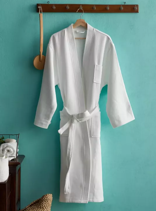 EMΠOPEYMATA Μπουρνούζι πικέ Terry kimono λευκό ΛEYKO
