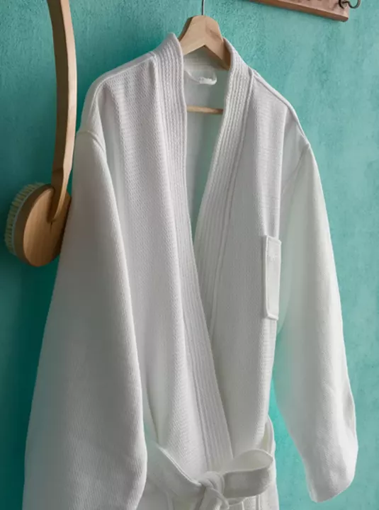 EMΠOPEYMATA Μπουρνούζι πικέ Terry kimono λευκό ΛEYKO